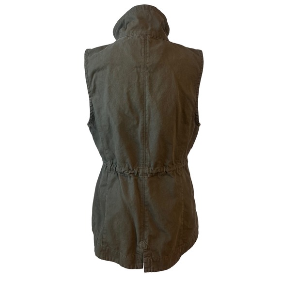 Sebby Army Green Utility Cargo Vest Size Medium Zip Up W/ Drawstring Waist‎ - Picture 3 of 7
